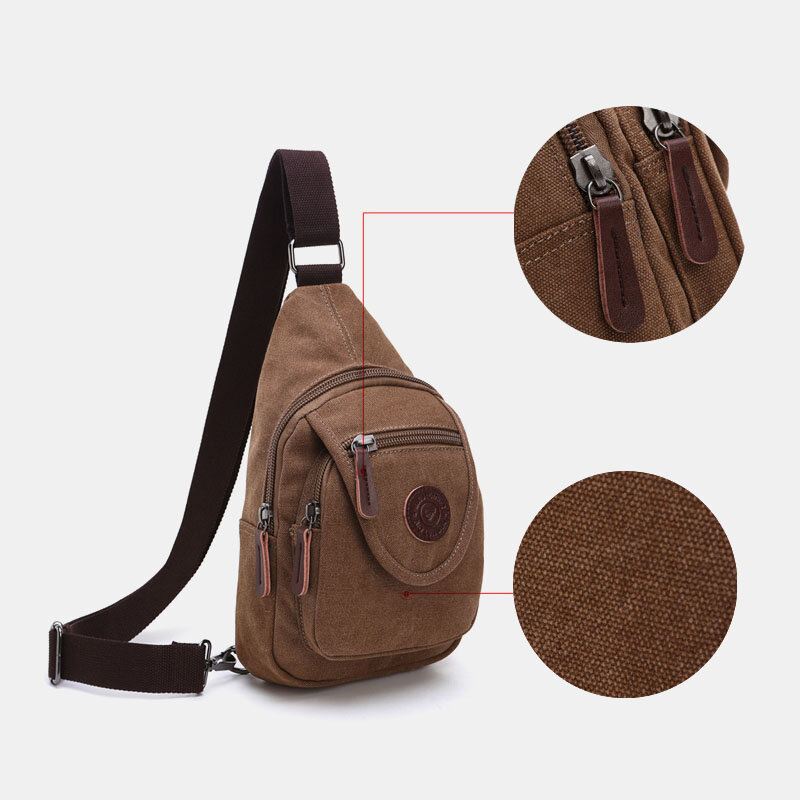 Miesten Retro Canvas-suuren Kapasiteetin Rintalaukku Vapaa-ajan Kulumista Kestävä Vedenpitävä Crossbody Laukku Olkalaukku
