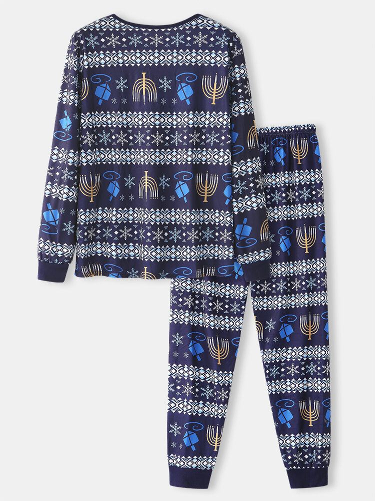 Miesten Joulupukuprintti Yöpuvut Jogger-housut Löysät Lounge-pyjamasetti