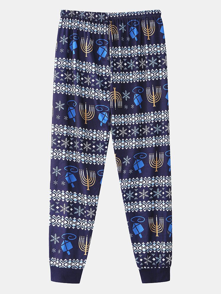 Miesten Joulupukuprintti Yöpuvut Jogger-housut Löysät Lounge-pyjamasetti