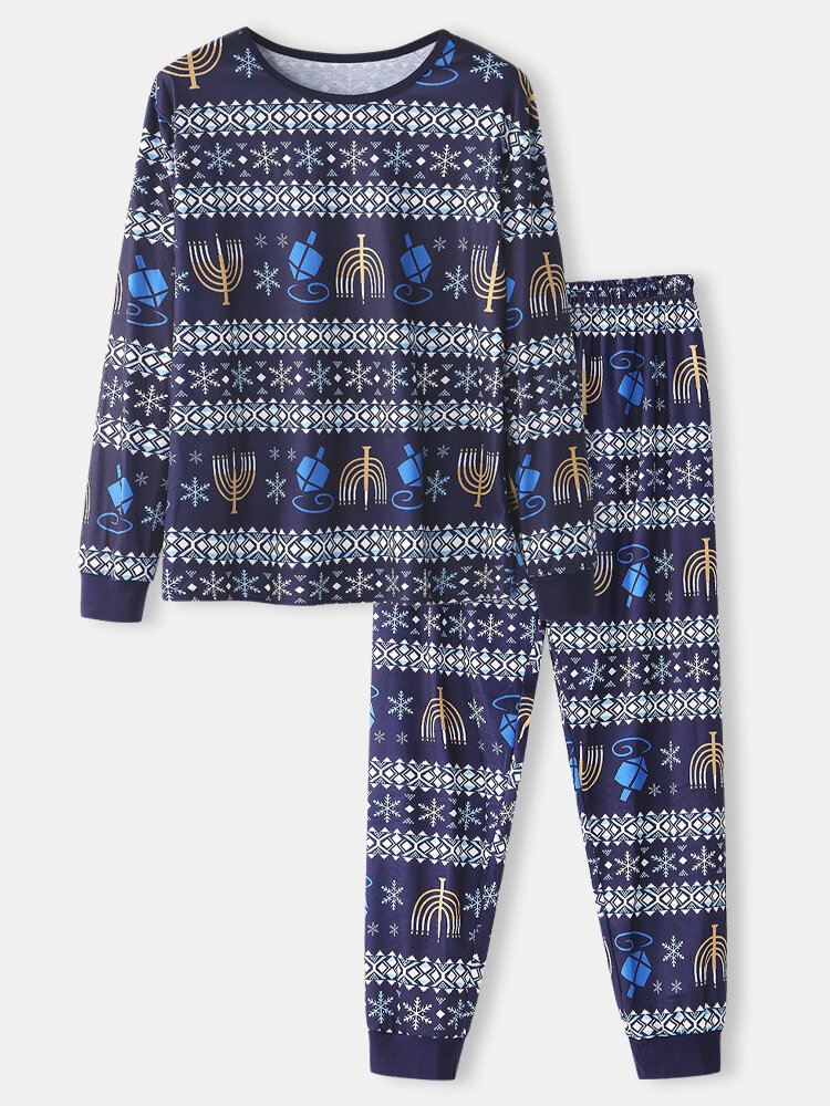 Miesten Joulupukuprintti Yöpuvut Jogger-housut Löysät Lounge-pyjamasetti