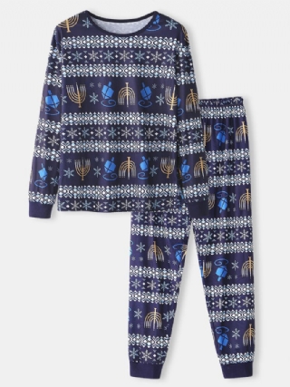 Miesten Joulupukuprintti Yöpuvut Jogger-housut Löysät Lounge-pyjamasetti