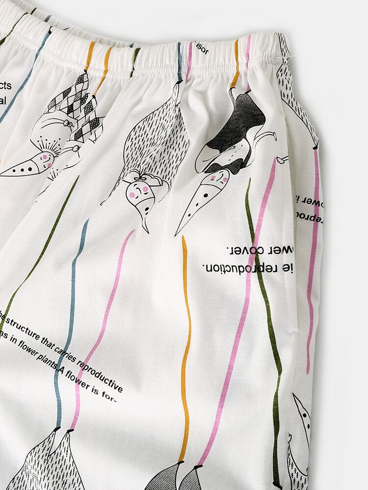 Miesten Kirjekuvioinen Pitkähihainen Neulepusero Sarjakuva Figuuri Grafiikka Joustavat Vyötäröhousut Koti Pyjama-setti