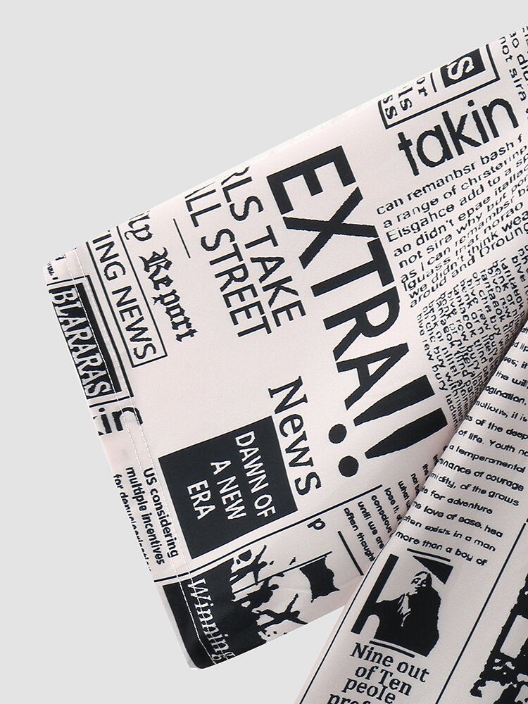 Miesten Koko Sanomalehtiprintti Avoin Etuosa Kaksiosaiset Kimonoasut