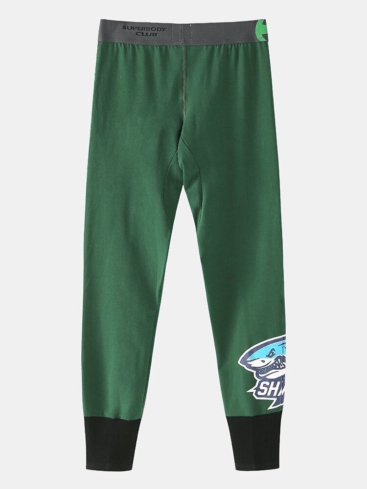 Miesten Printti Slim Fit Kotivaatteet Puuvilla Leggingsit Keskivyötäröllä Yöpuvut Alaosa