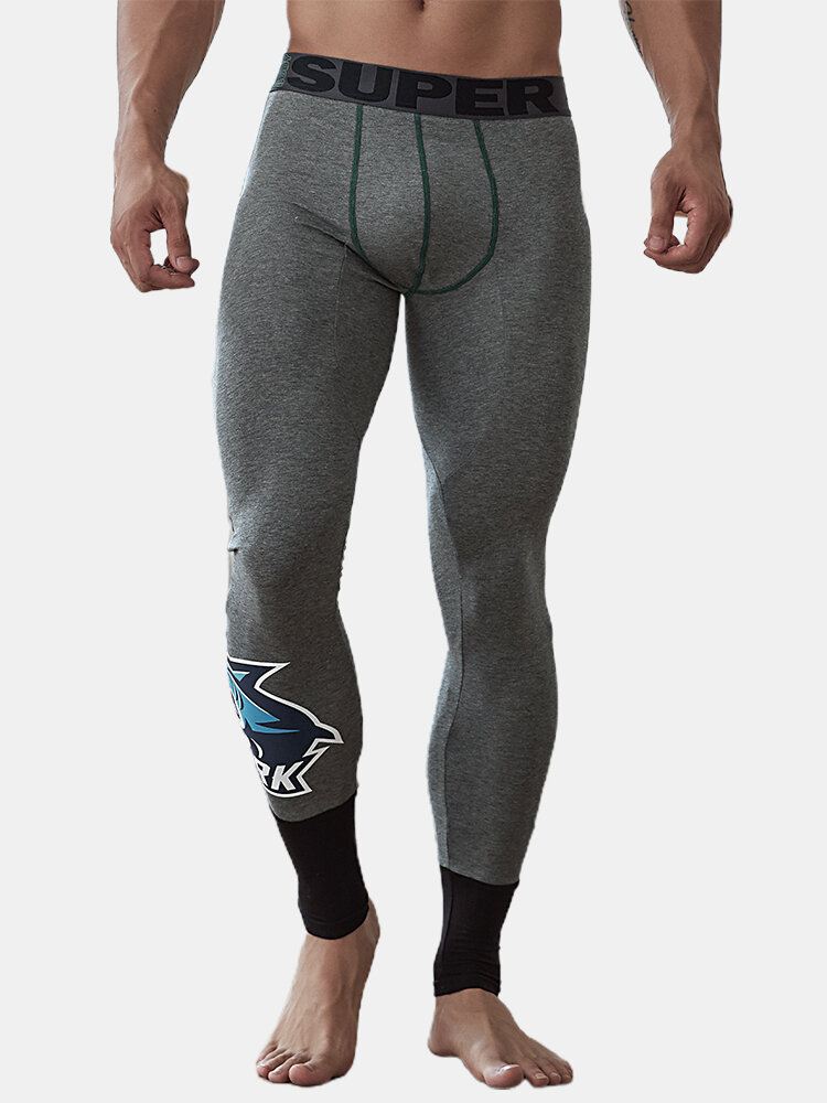 Miesten Printti Slim Fit Kotivaatteet Puuvilla Leggingsit Keskivyötäröllä Yöpuvut Alaosa