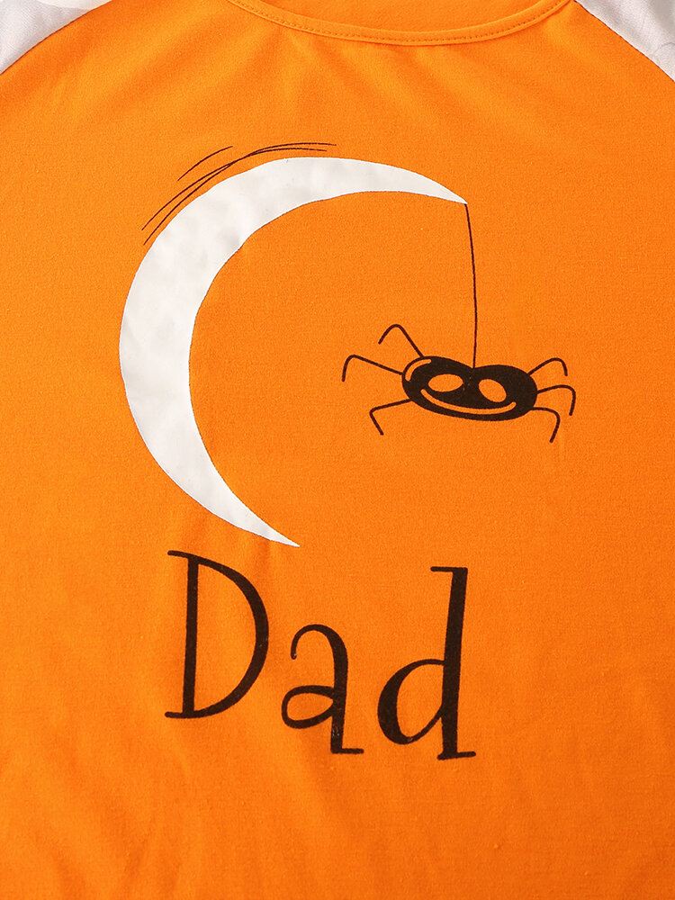 Miesten Sarjakuva Halloween Print Tilkkutäkki Pyöreäpääntie Löysä Pitkähihainen Rento Kotipyjamasetti