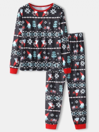 Miesten Sarjakuva Joulukuvioprintti O-pääntie Löysät Lenkkeilyhousut Home Lounge Pyjamasetti