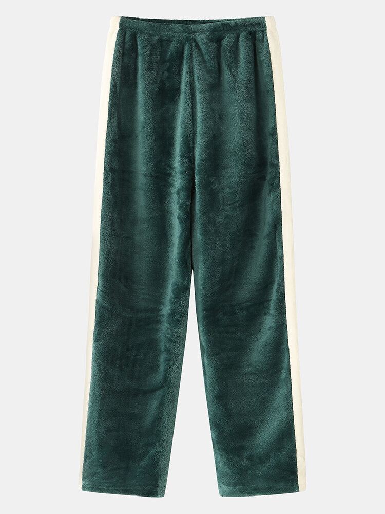 Miesten Sarjakuva Kaktuskirjeprintti Pyöreäkauluksinen Flanelli Lämpimät Pitkät Pyjamasetit
