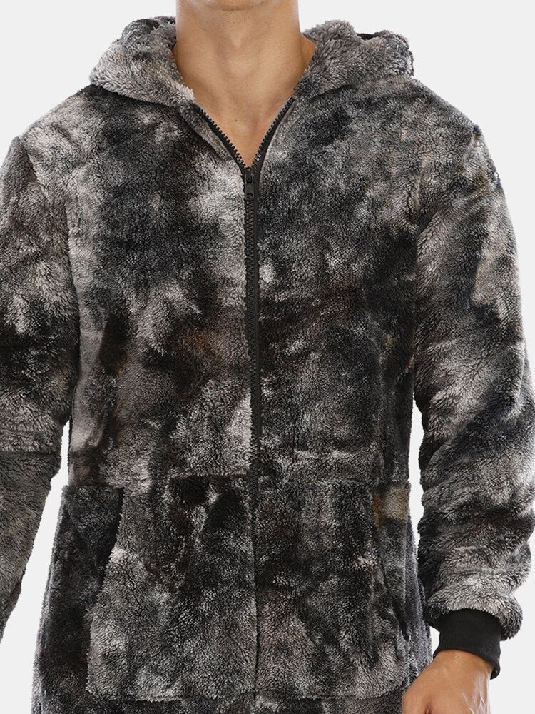 Miesten Solmio Lämmin Fleece Hupullinen Haalari Yksiosainen Kodin Yöpuku