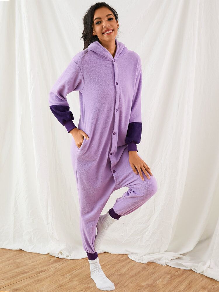 Naiset Söpö Anime Elves Graphics Fleece One Piece Home-hupullinen Haalari Kodikas Kotiasu