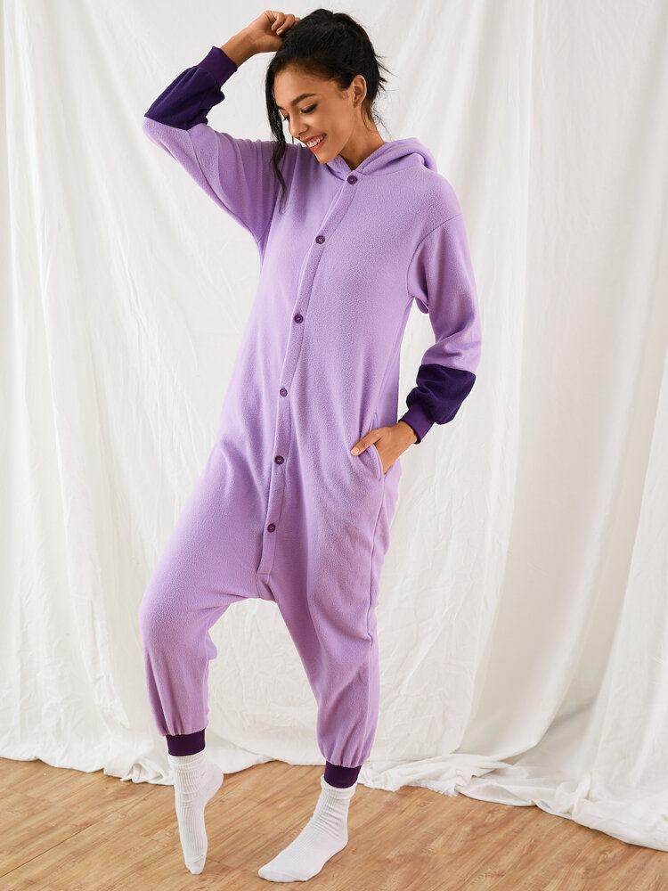 Naiset Söpö Anime Elves Graphics Fleece One Piece Home-hupullinen Haalari Kodikas Kotiasu
