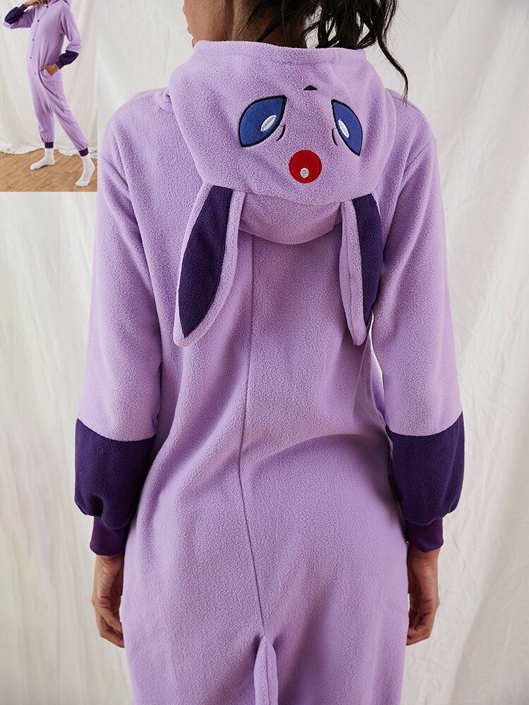 Naiset Söpö Anime Elves Graphics Fleece One Piece Home-hupullinen Haalari Kodikas Kotiasu