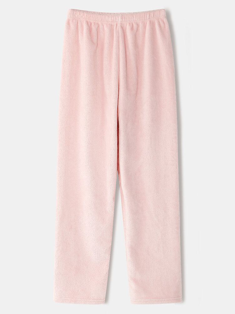 Naisten Flanelli Possu Grafiikka Pitkähihaiset Neulepaidat Joustavat Vyötäröhousut Paksut Koti Pyjama Set