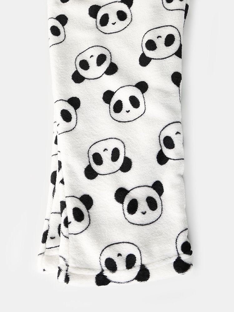 Naisten Koko Sarjakuva Panda Pitkähihainen Pehmoinen Lämmin Kotipyjamasetti