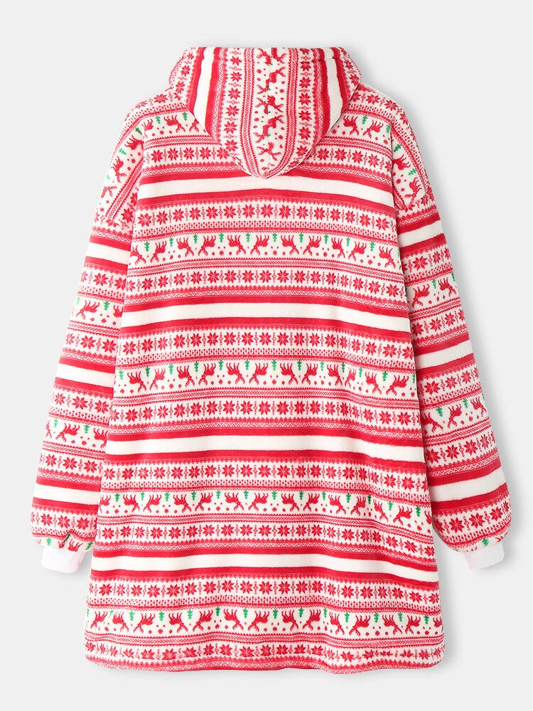 Naisten Paksu Jouluinen Lumihiutale Hirviprintti Flanellifleecevuorattu Lämmin Pyjama