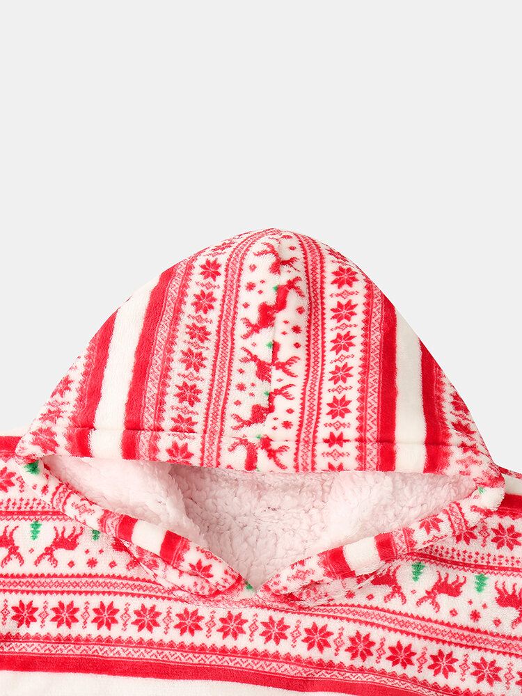 Naisten Paksu Jouluinen Lumihiutale Hirviprintti Flanellifleecevuorattu Lämmin Pyjama
