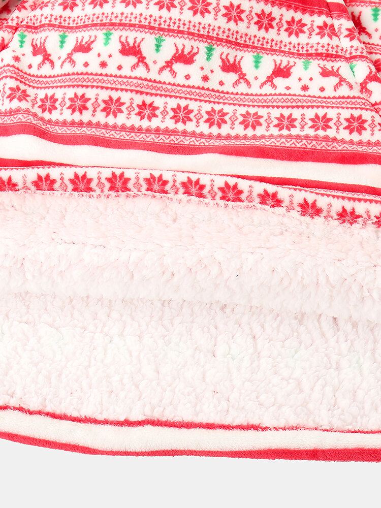 Naisten Paksu Jouluinen Lumihiutale Hirviprintti Flanellifleecevuorattu Lämmin Pyjama