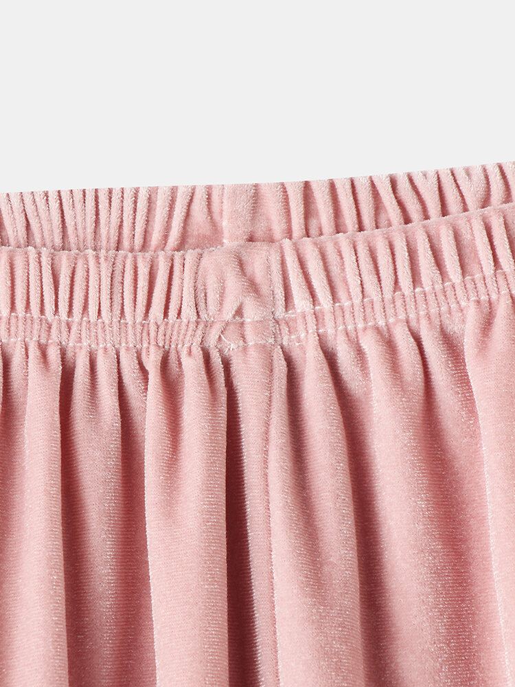 Naisten Perhoskirjonta Taskupaita Velvet Joustava Vyötäröhousut Koti Pyjamat