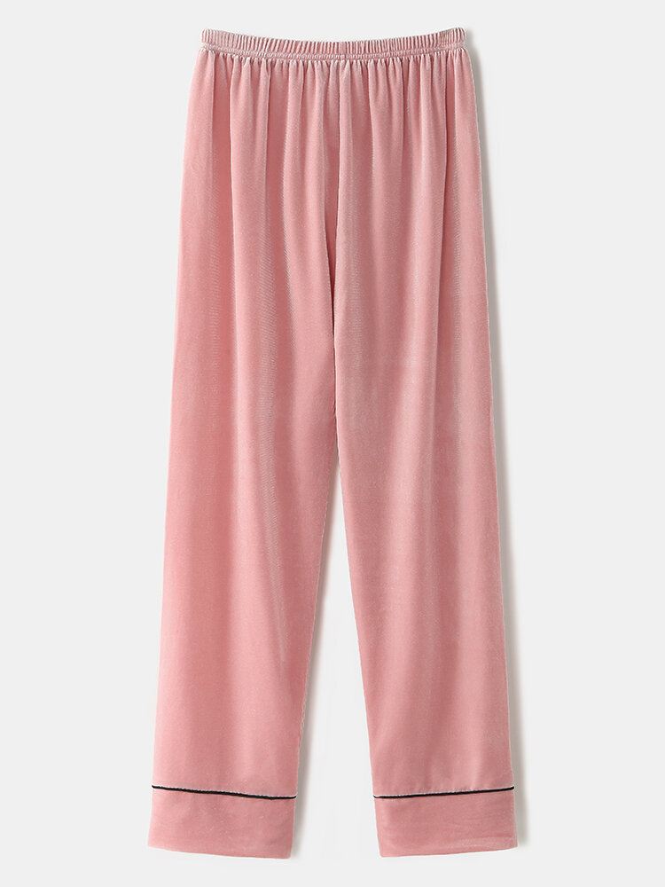 Naisten Plus Size Velvet Rintanapi Löysät Suorat Housut Kotivaatteet Lounge Solid Pyjamasetti