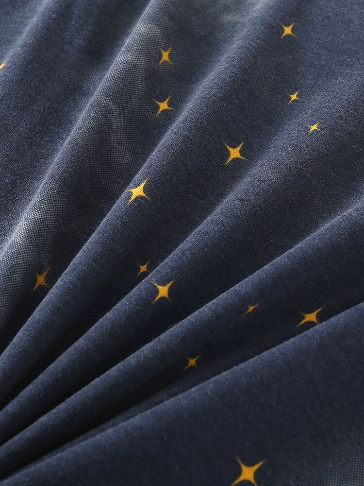 Naisten Sarjakuva Jääkarhu Tähtitaivas Print Pullover Joustava Vyötärö Taskuhousut Koti Pyjama-setti