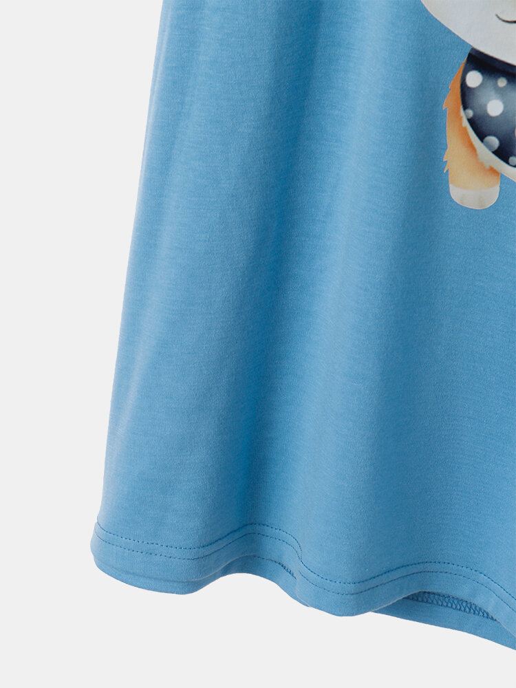 Naisten Sarjakuva Koiraprintti Lyhythihaiset Söpöt Resorit Housut Pyjamasetit