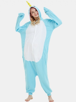 Naisten Söpöt Narwhal Patchwork Fleece Home-haalari Löysä Hupullinen Eläinhaalari