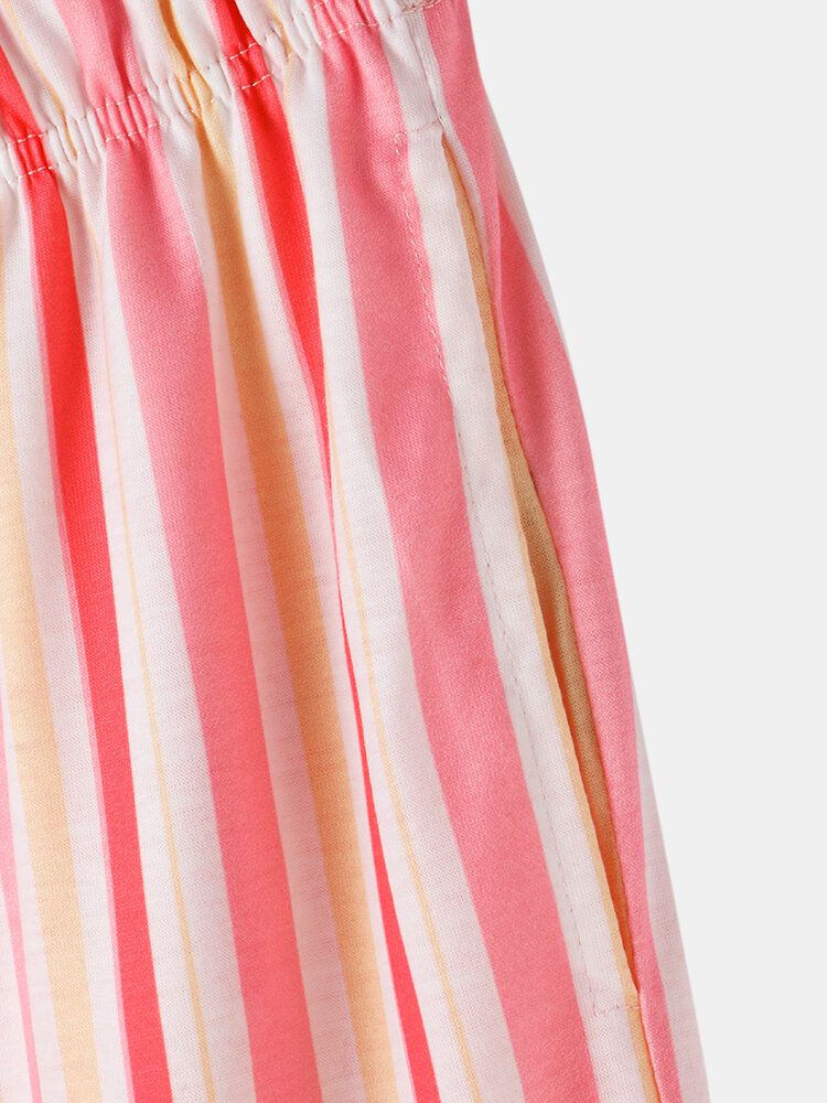 Naisten Söpöt Pandaprintti O-kaula-raidalliset Housut Kaksiosaiset Plus Size Lounge Kotipyjamasetit
