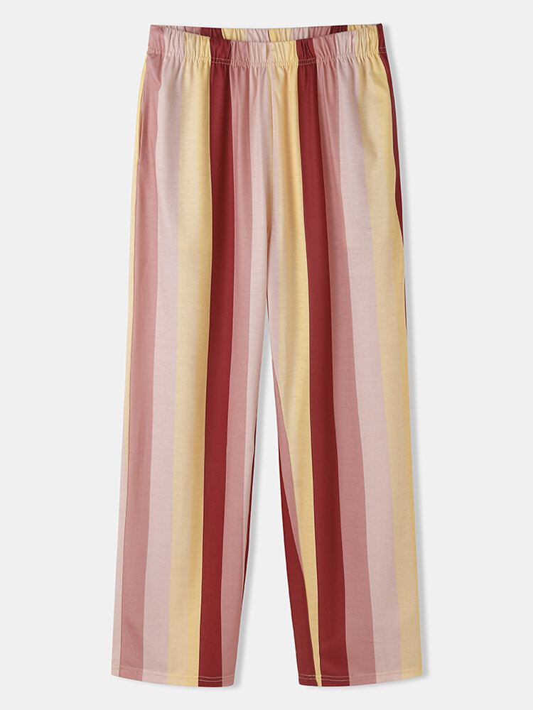 Plus Size Naisten Koiraprintti Raidalliset Housut Löysät Pitkähihaiset Loungewear Pyjamasetit