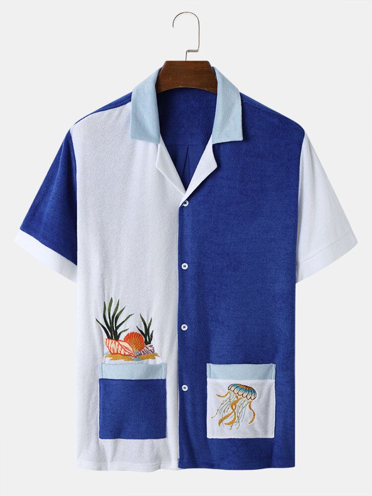 Miesten Aquatic Creatures Vacation Revere Collar Lyhythihaiset Paidat