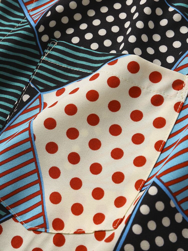Miesten Block-raidalliset Polkadot Print-paidat