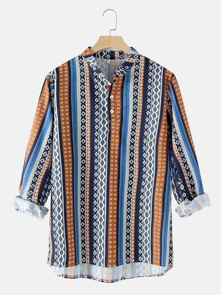 Miesten Boheemi Kuuba-tyylinen Loma Henley Retropaita