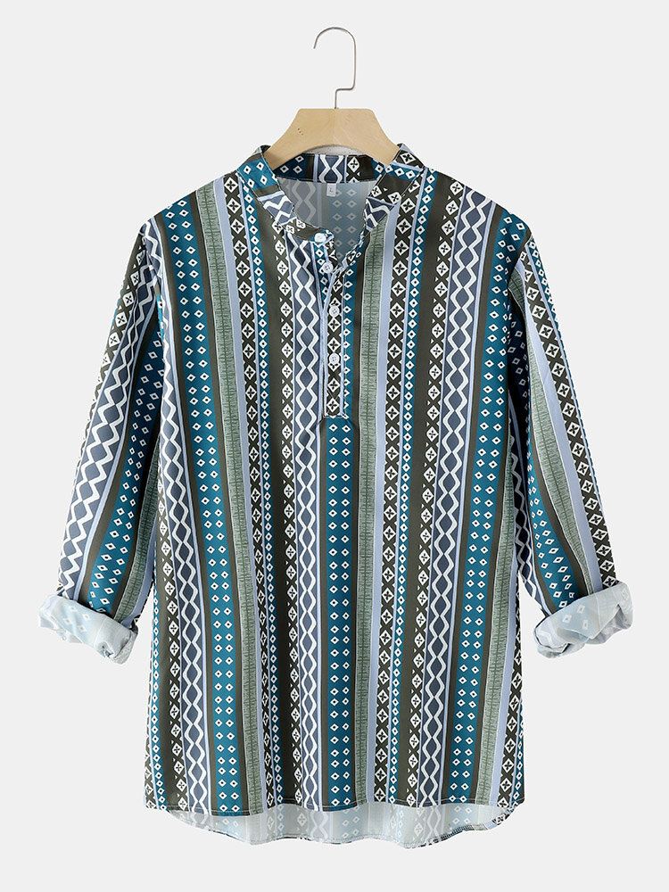 Miesten Boheemi Kuuba-tyylinen Loma Henley Retropaita