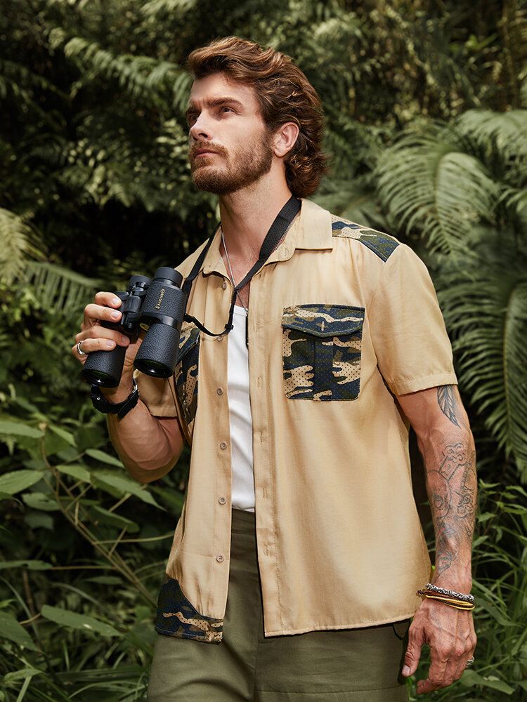 Miesten Camo Stitching Rinta Tasku Seikkailu Camping Kaikki Yhteensopivat Paidat
