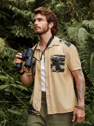 Miesten Camo Stitching Rinta Tasku Seikkailu Camping Kaikki Yhteensopivat Paidat