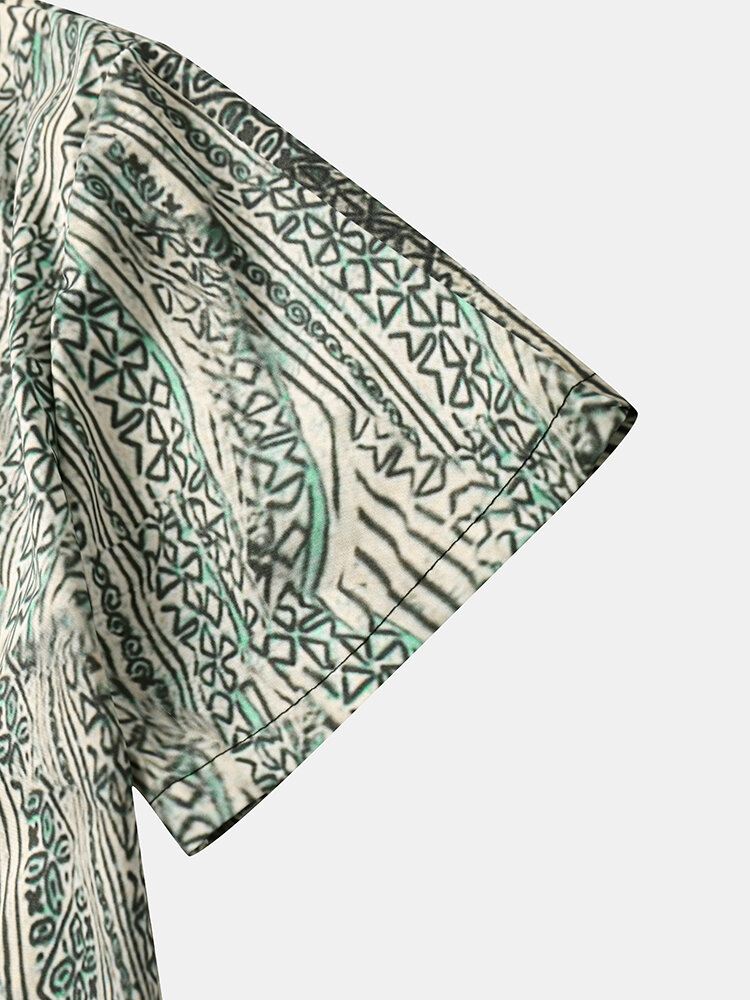 Miesten Etninen Print Lyhythihaiset Hawaii Style Rento Paidat