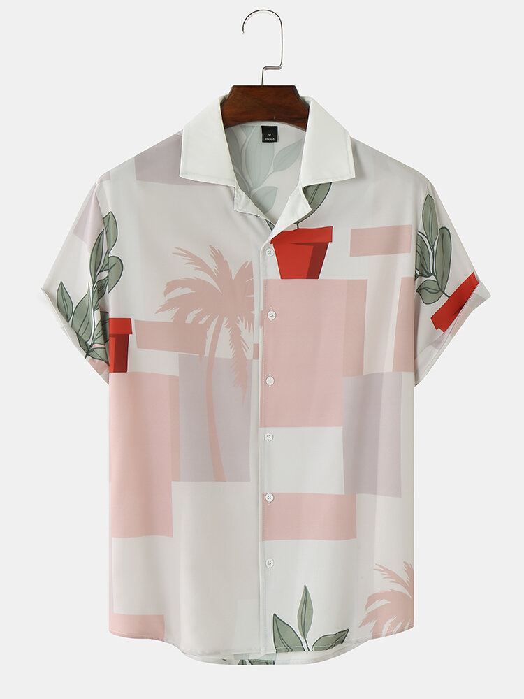 Miesten Funny Print Plant Lyhythihaiset Hawaii Style Casual Paidat