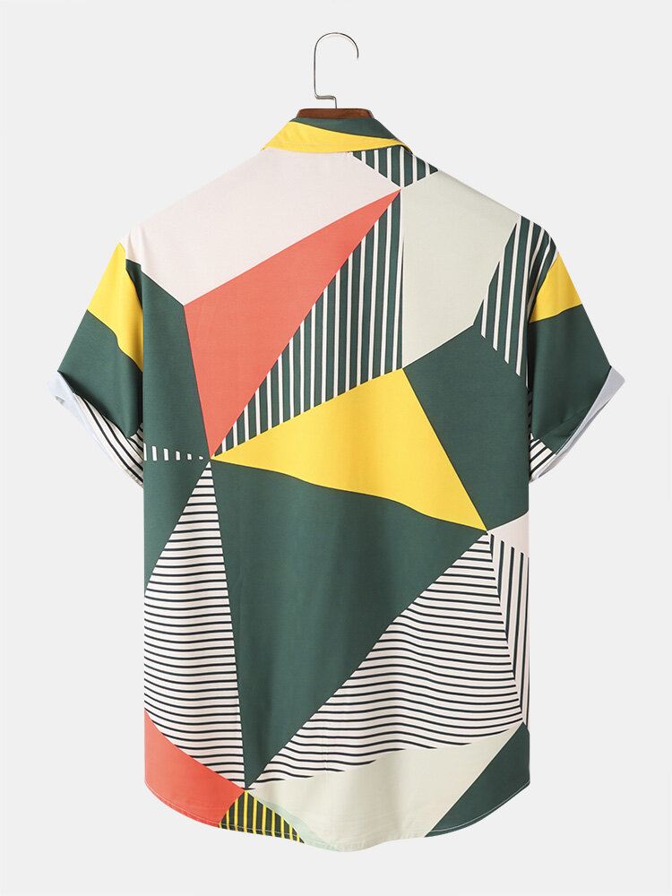 Miesten Geometrinen Printti Hawaii Style Graceful Leisure All Matched Ihoystävälliset Paidat