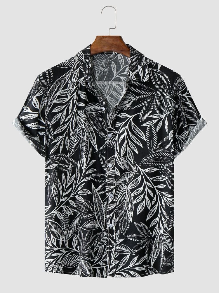 Miesten Graafiset Tropical Leaf Pehmeät Hengittävät Kaikki Yhteensopivat Ihoystävälliset Paidat