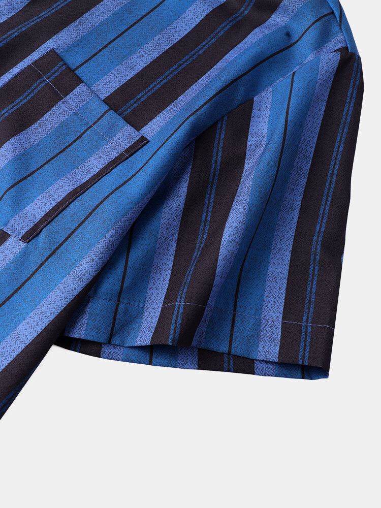 Miesten Hit Striped Pocket Pehmeät Hengittävät Kaikki Yhteensopivat Ihoystävälliset Paidat