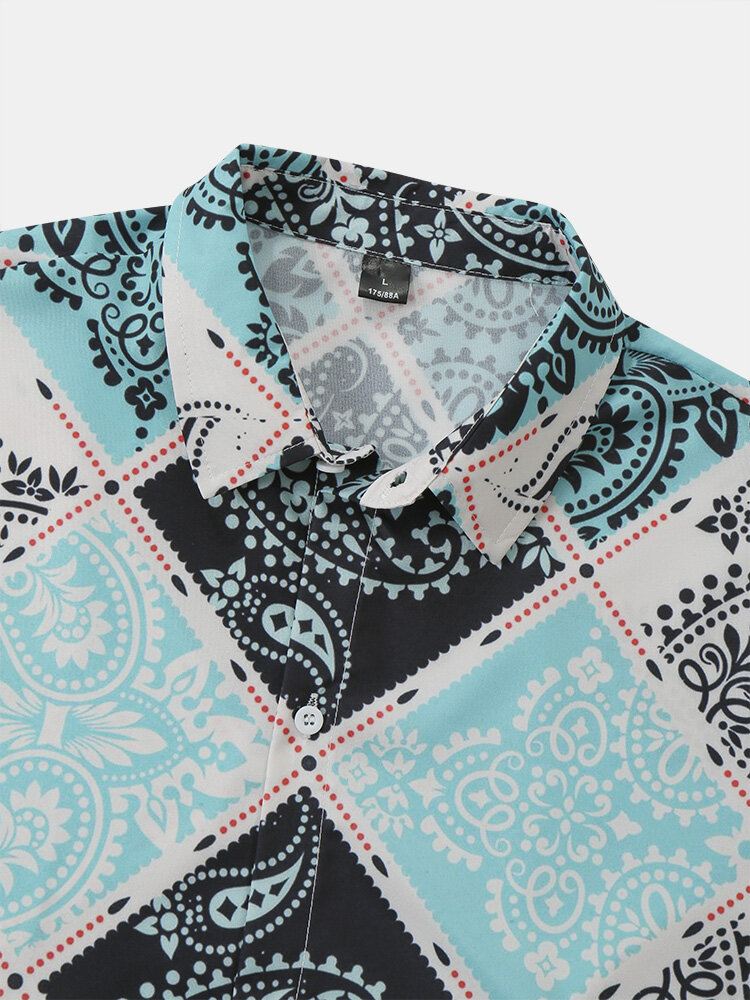 Miesten Huivi Paisley Print Lyhythihaiset Vapaa-ajan Paidat