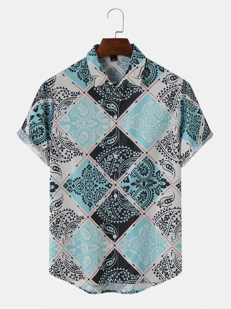 Miesten Huivi Paisley Print Lyhythihaiset Vapaa-ajan Paidat