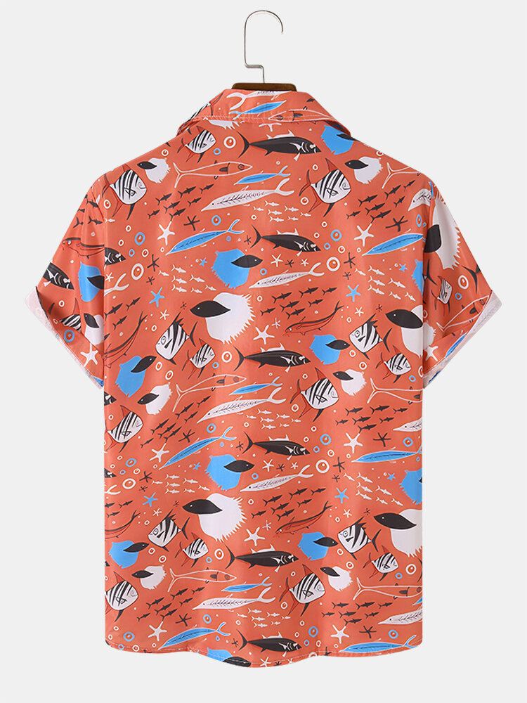Miesten Marine Life Revere Collar Graceful Leisure Outdoor All Matched Ihoystävälliset Paidat