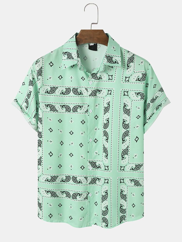 Miesten Paisley Geometric Print Button Up Lyhythihaiset Paidat