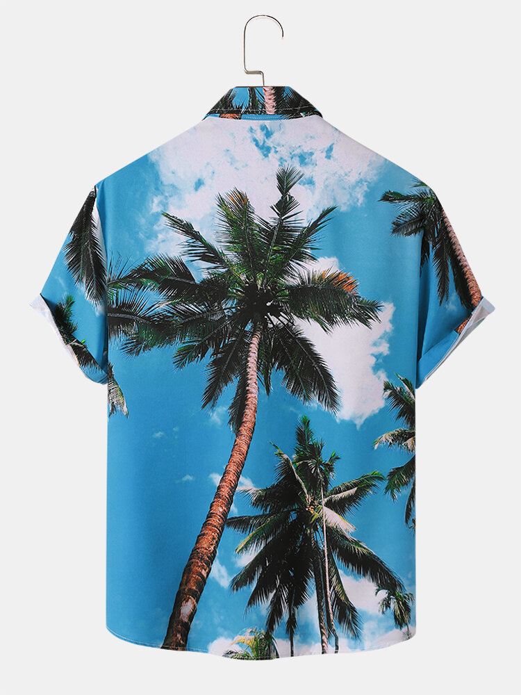 Miesten Palmukuvio Hawaii Style Graceful Leisure All Matched Ihoystävälliset Paidat