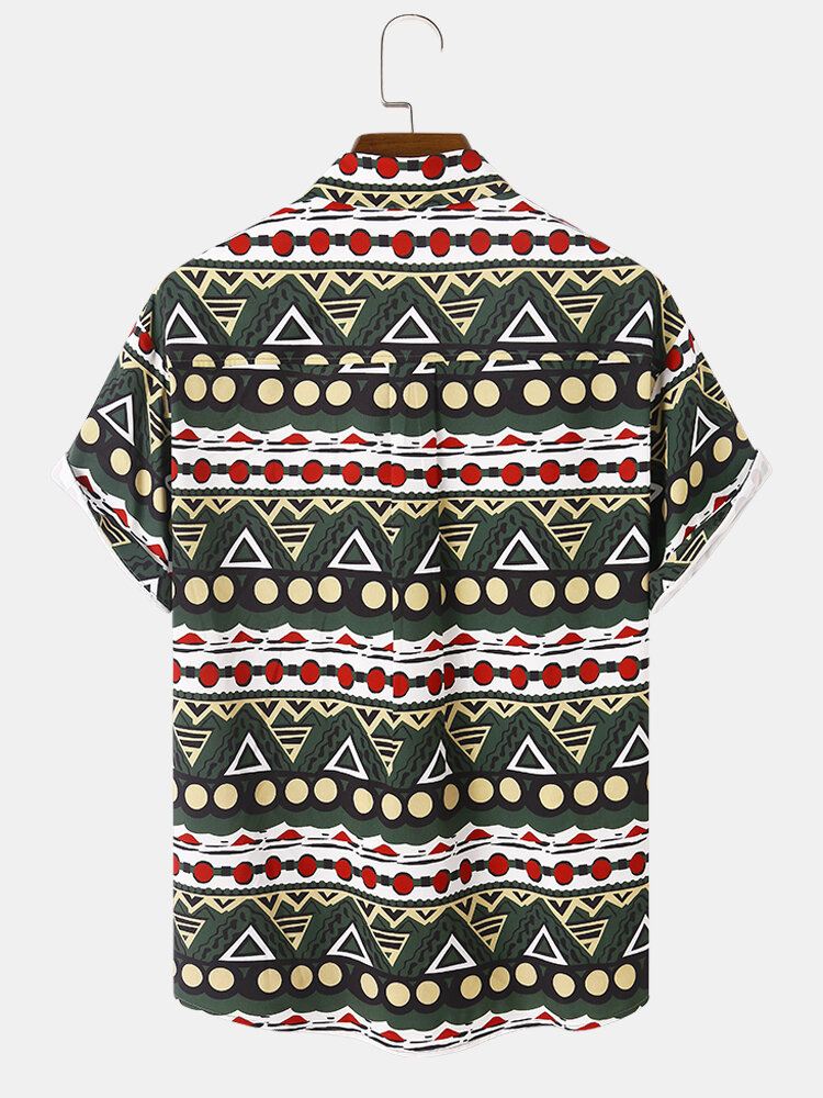 Miesten Polkadot Geometric Print Button Up Lyhythihaiset Paidat
