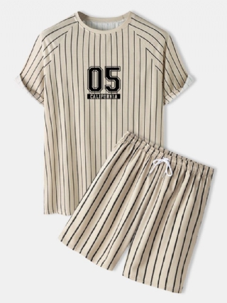 Miesten Raitanumeroprintti Raglan Sleeve Varsity Paidat Shortsit