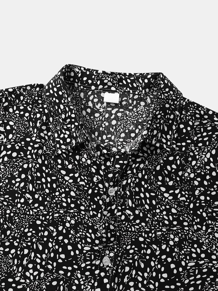 Miesten Retro Ditsy Floral Fit Ihoystävälliset Kaikki Yhteensopivat Etunapit Paidat