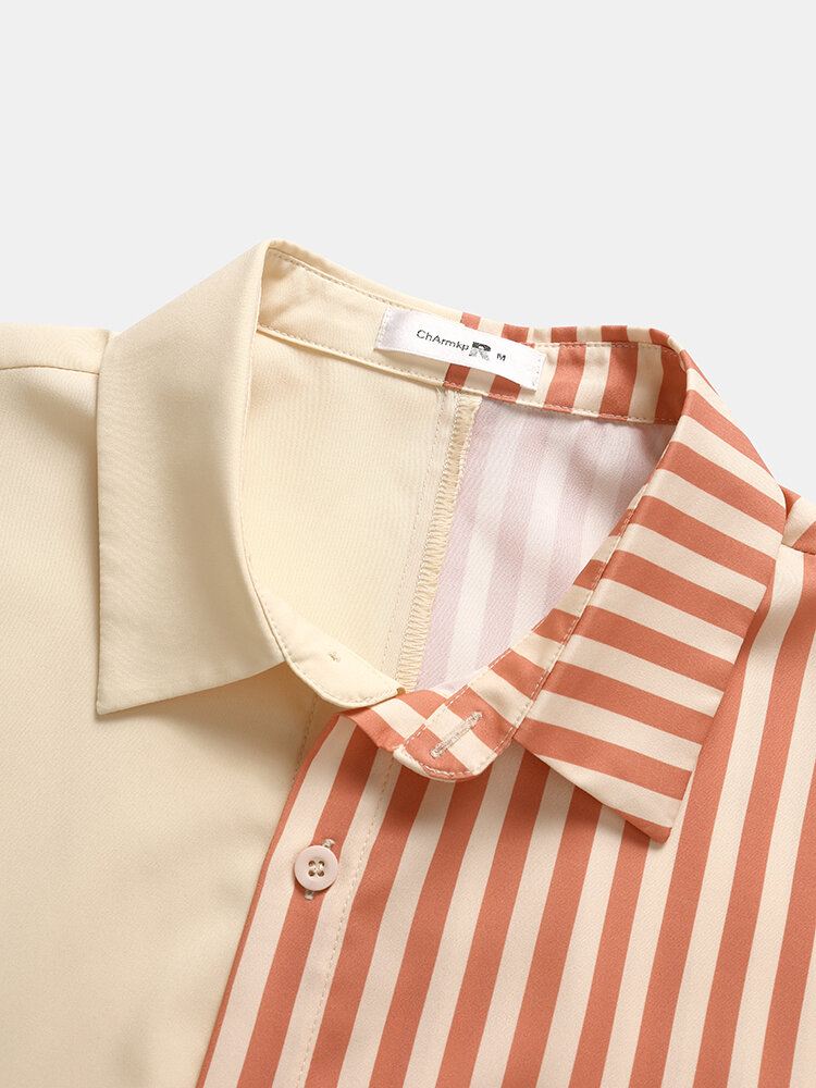 Miesten Script Striped Patchwork-lyhythihaiset Joulupaidat