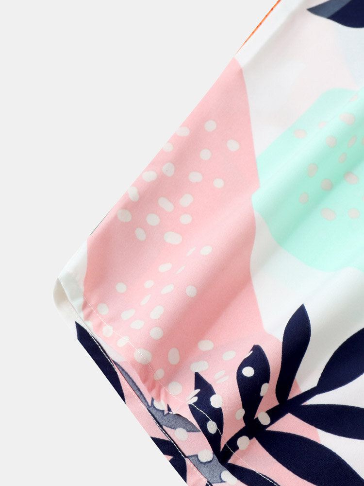 Miesten Tropical Leaf-väripaidat Printtilomapaidat