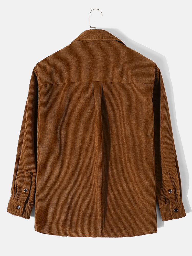 Miesten Vakosametti Solid Basic Button Tasku Rento Paita